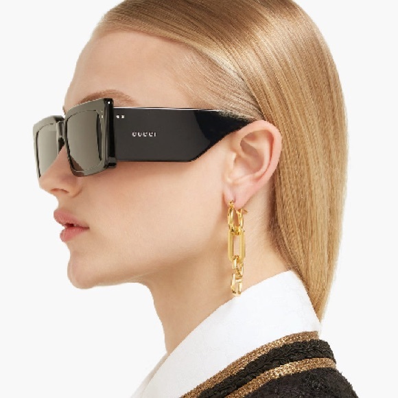 NEW GUCCI GG0543S 001 UNISEX SUNGLASSES GUCCI GG0543S BLACK OVERSIZE EYEWEAR - Picture 4 of 16